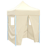 Professional Folding Party Tent with 4 Sidewalls 2x2 m Steel Cream