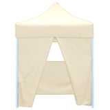 Professional Folding Party Tent with 4 Sidewalls 2x2 m Steel Cream