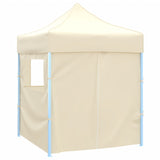 Professional Folding Party Tent with 4 Sidewalls 2x2 m Steel Cream