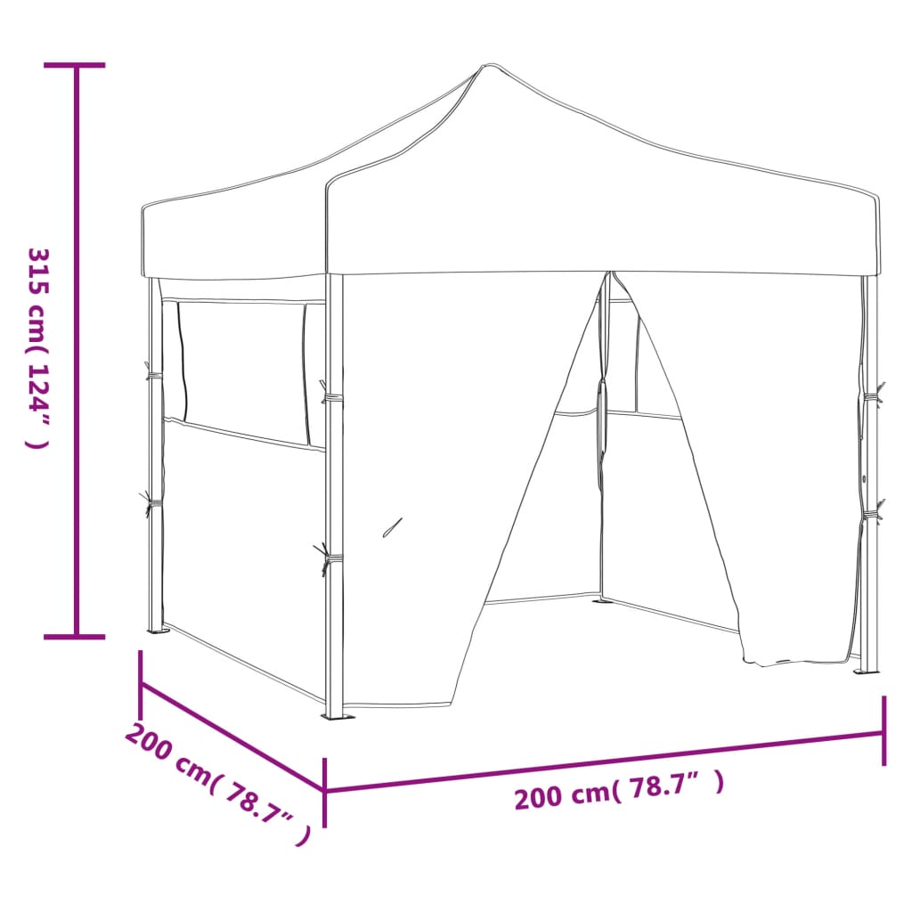 Professional Folding Party Tent with 4 Sidewalls 2x2 m Steel Cream