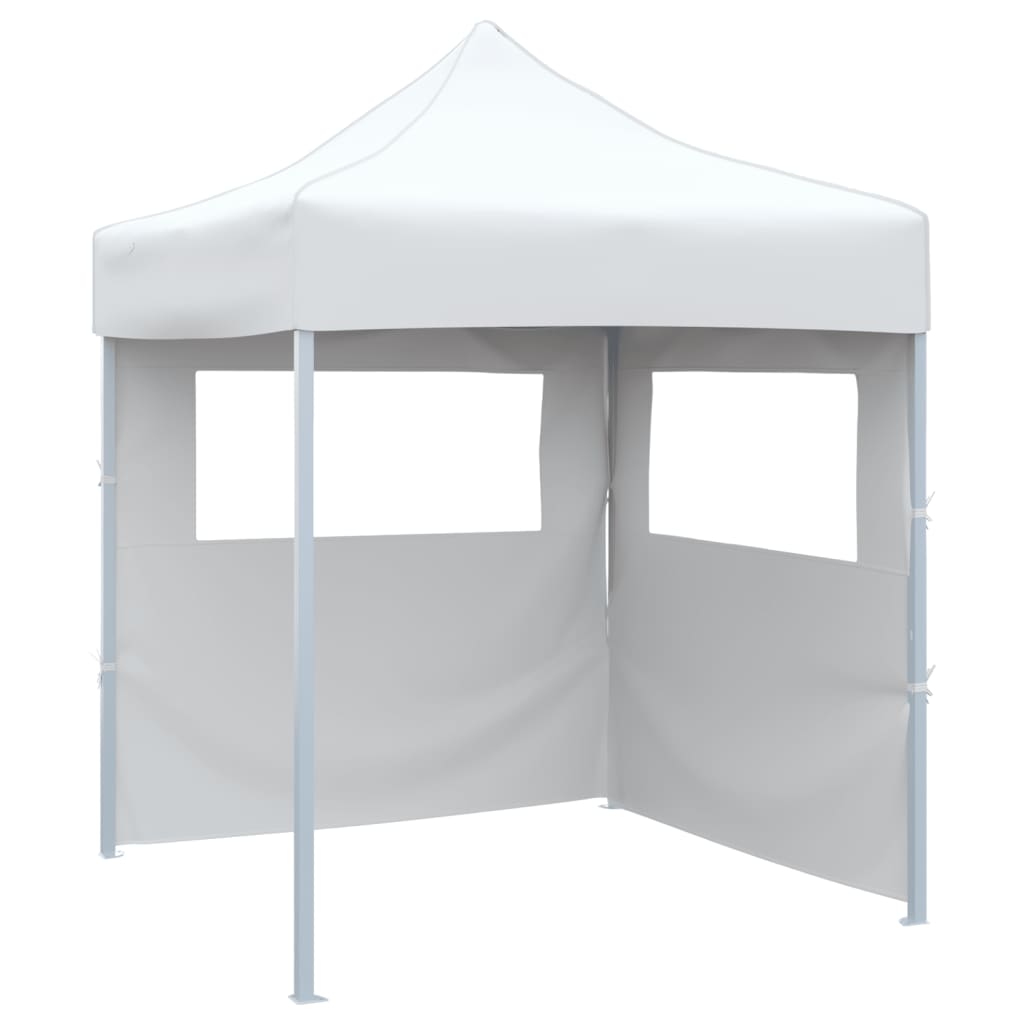 Professional Folding Party Tent with 2 Sidewalls 2x2 m Steel White