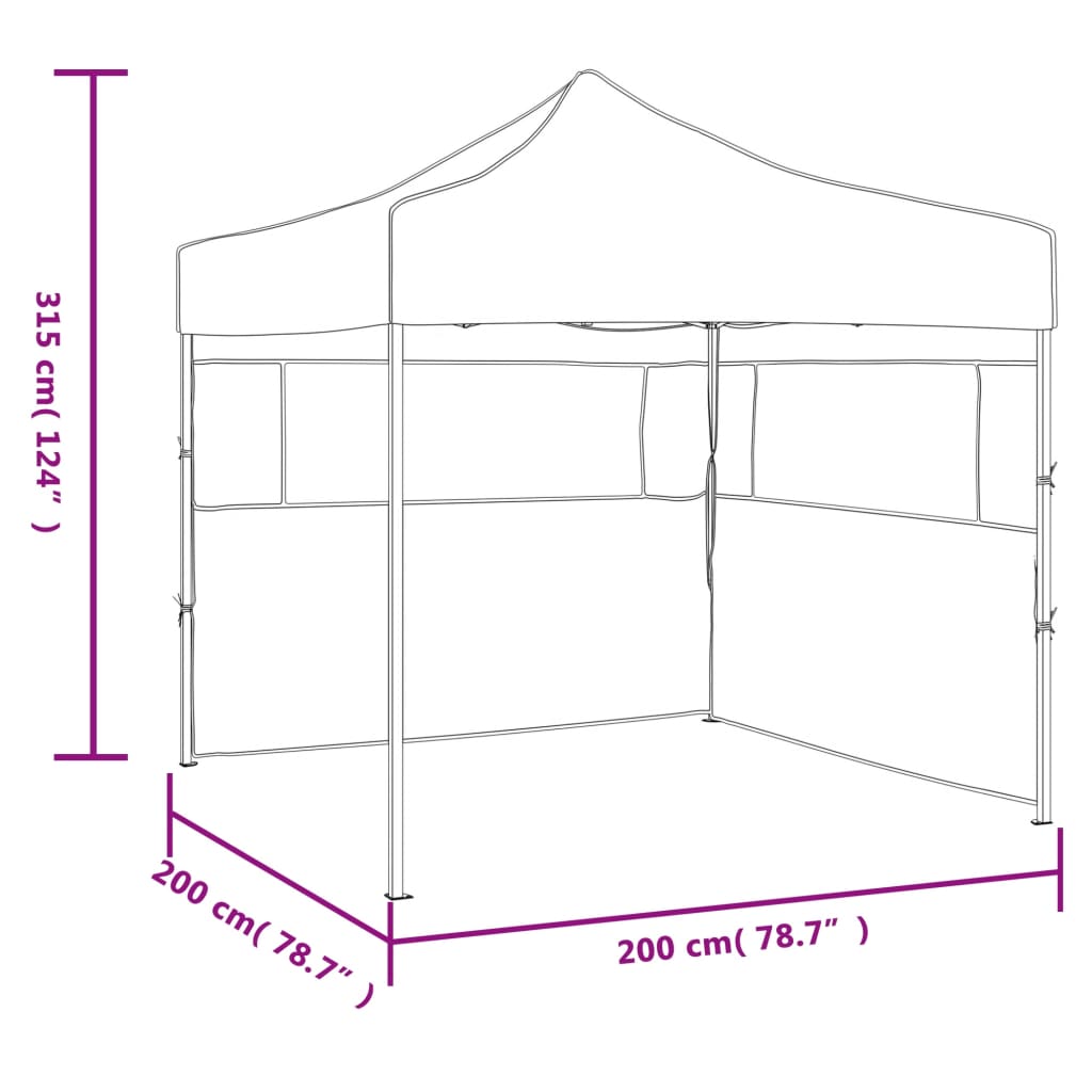 Professional Folding Party Tent with 2 Sidewalls 2x2 m Steel White