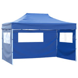 Professional Folding Party Tent with 3 Sidewalls 3x4 m Steel Blue