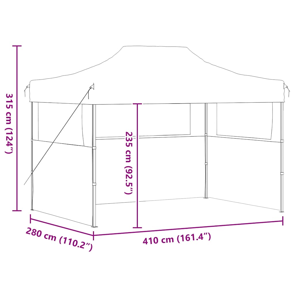 Professional Folding Party Tent with 3 Sidewalls 3x4 m Steel Blue
