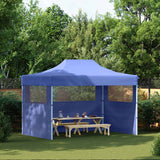 Professional Folding Party Tent with 3 Sidewalls 3x4 m Steel Blue