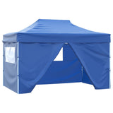 Professional Folding Party Tent with 4 Sidewalls 3x4 m Steel Blue