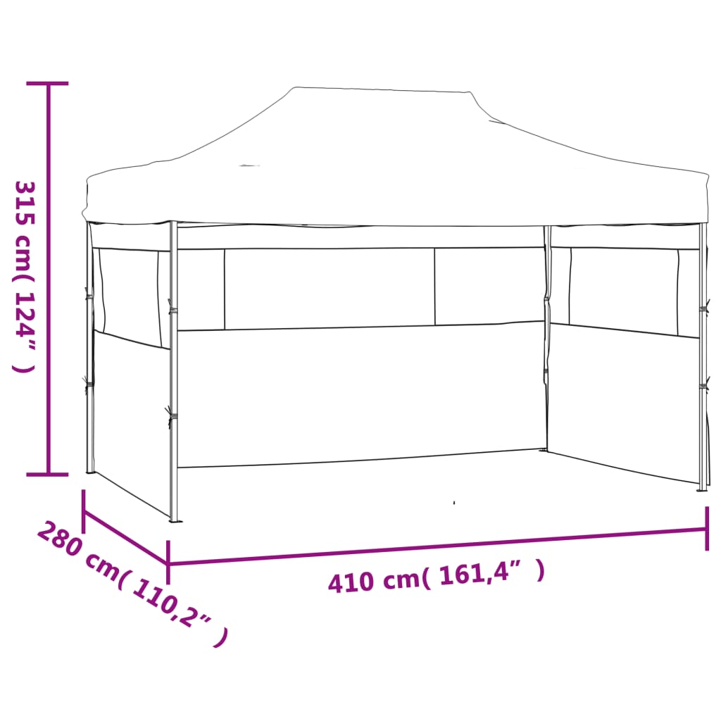 Professional Folding Party Tent with 3 Sidewalls 3x4 m Steel Cream