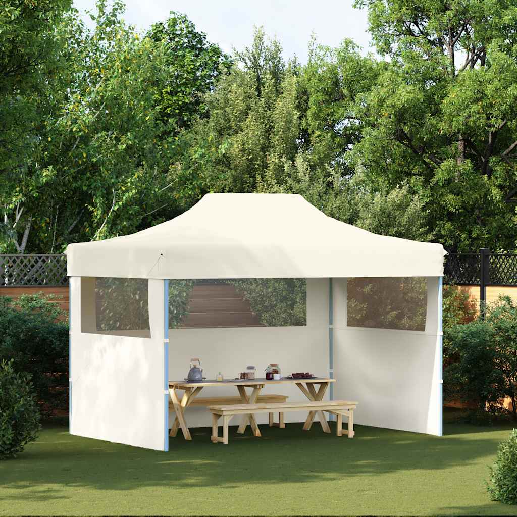 Professional Folding Party Tent with 3 Sidewalls 3x4 m Steel Cream