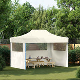 Professional Folding Party Tent with 3 Sidewalls 3x4 m Steel Cream