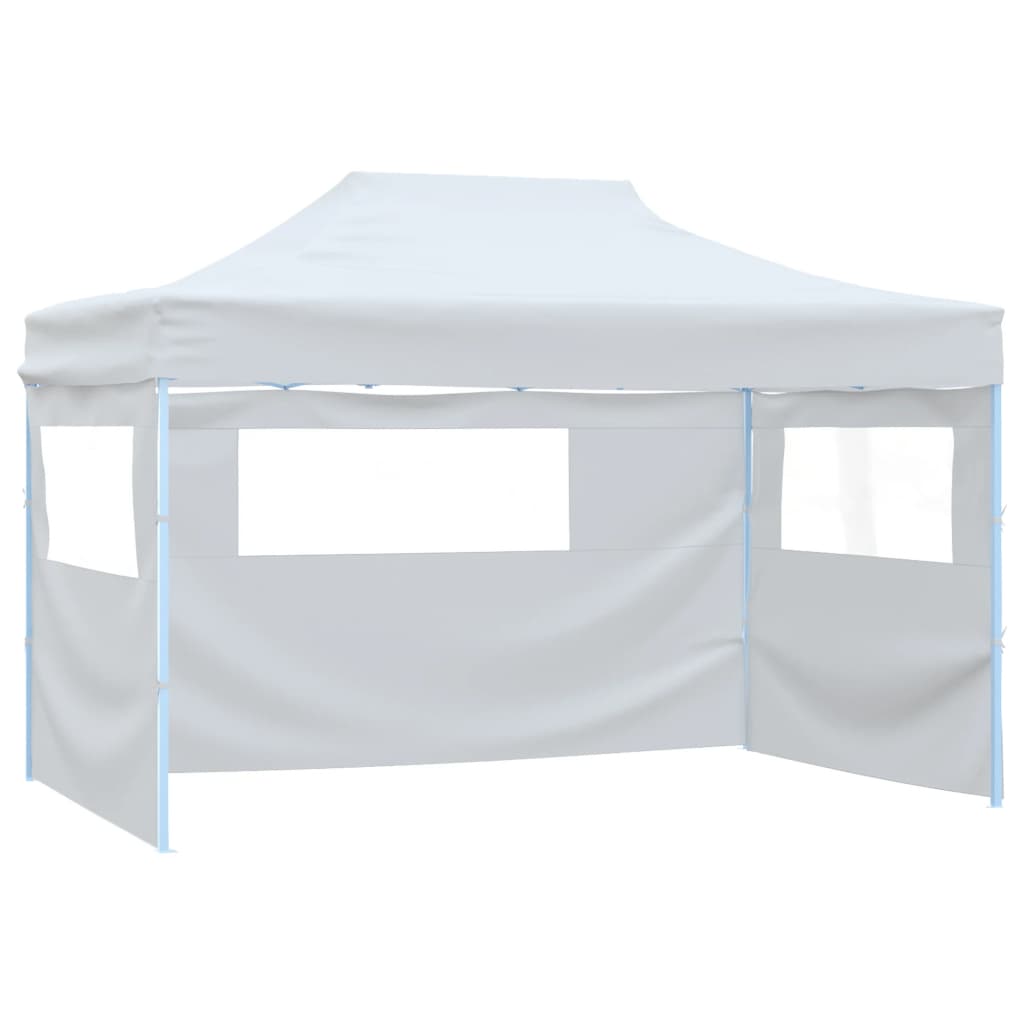 Professional Folding Party Tent with 3 Sidewalls 3x4 m Steel White