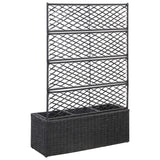 Trellis Raised Bed with 3 Pots 83x30x130 cm Poly Rattan Black