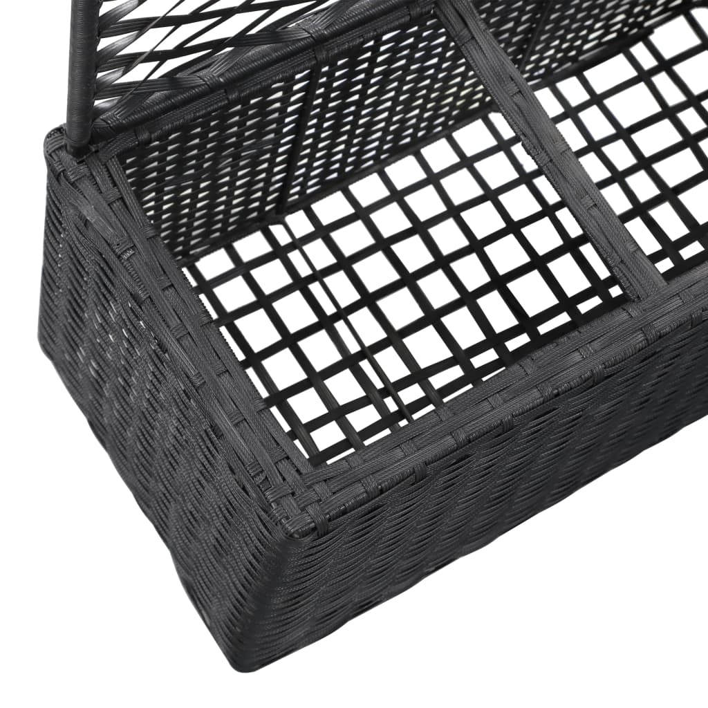 Trellis Raised Bed with 3 Pots 83x30x130 cm Poly Rattan Black