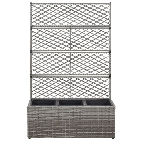 Trellis Raised Bed with 3 Pots 83x30x130 cm Poly Rattan Grey