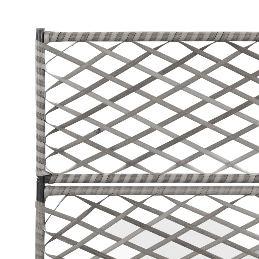 Trellis Raised Bed with 3 Pots 83x30x130 cm Poly Rattan Grey