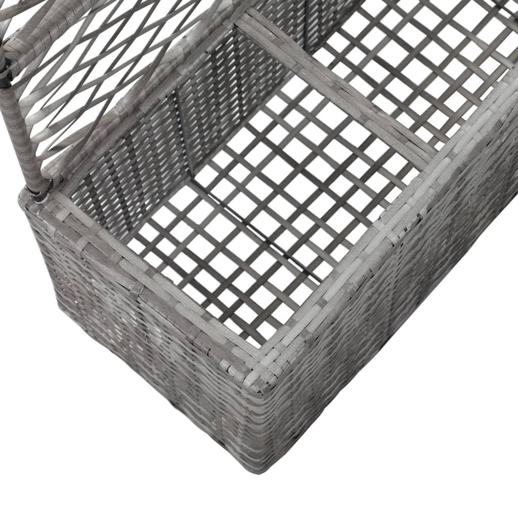 Trellis Raised Bed with 3 Pots 83x30x130 cm Poly Rattan Grey