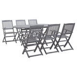 7 Piece Garden Dining Set Solid Acacia Wood Grey