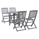 5 Piece Garden Dining Set Solid Acacia Wood Grey