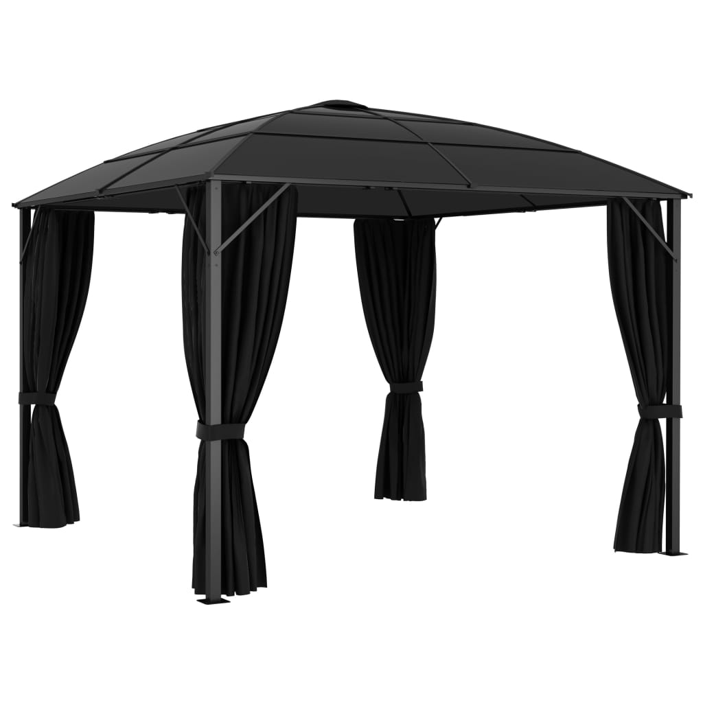 Gazebo with Curtains 300x300x265 cm Anthracite