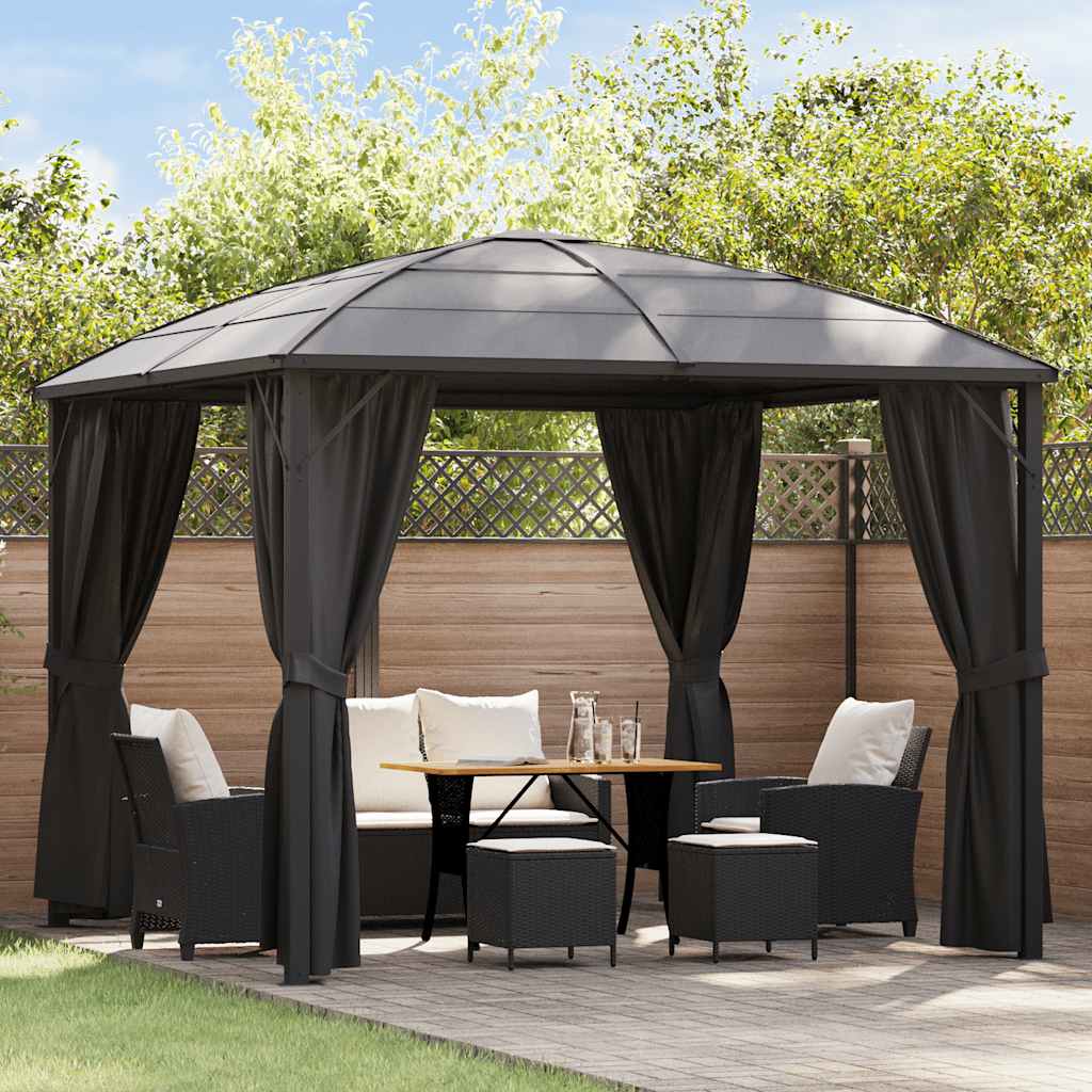 Gazebo with Curtains 300x300x265 cm Anthracite
