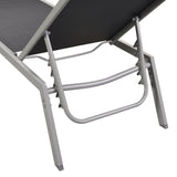 Sun Loungers 2 pcs with Table Steel and Textilene Black