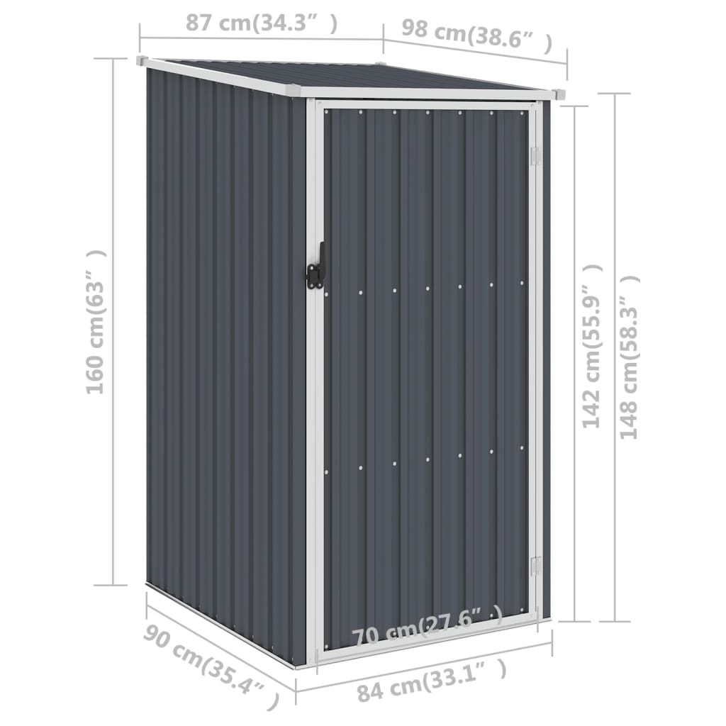 Garden Shed Anthracite 87x98x159 cm Galvanised Steel