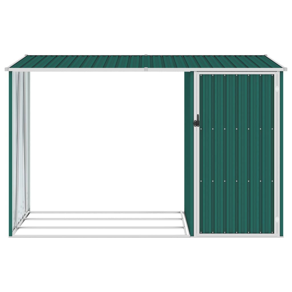 Garden Firewood Shed Green 245x98x159 cm Galvanised Steel