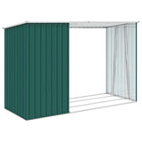 Garden Firewood Shed Green 245x98x159 cm Galvanised Steel