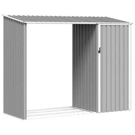 Garden Firewood Shed Grey 245x98x159 cm Galvanised Steel