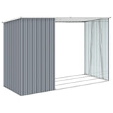 Garden Firewood Shed Grey 245x98x159 cm Galvanised Steel