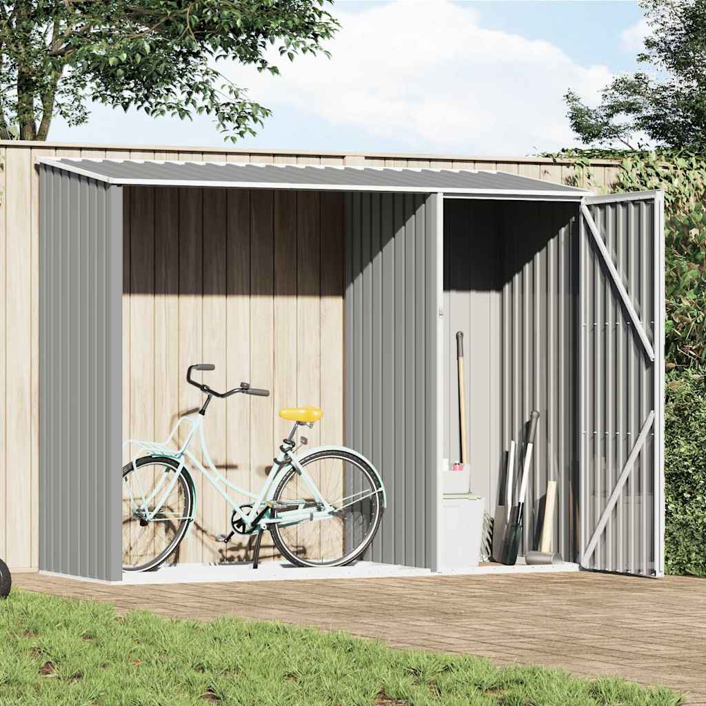 Garden Firewood Shed Grey 245x98x159 cm Galvanised Steel