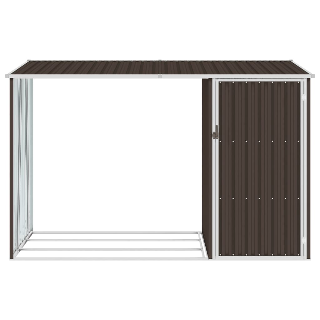 Garden Firewood Shed Brown 245x98x159 cm Galvanised Steel