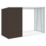 Garden Firewood Shed Brown 245x98x159 cm Galvanised Steel