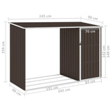 Garden Firewood Shed Brown 245x98x159 cm Galvanised Steel