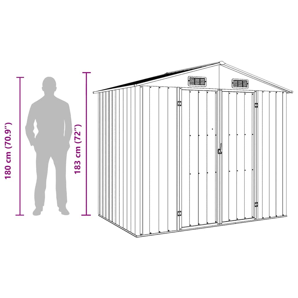 Garden Shed Green 205x129x183 cm Galvanised Steel