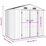 Garden Shed Grey 205x129x183 cm Galvanised Steel