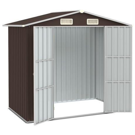 Garden Shed Brown 205x129x183 cm Galvanised Steel