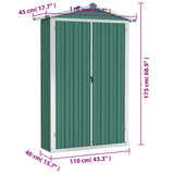 Garden Shed Green 116x45x175 cm Galvanised Steel