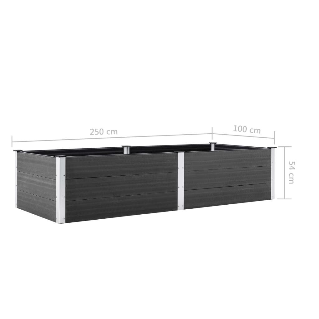 Garden Raised Bed 250x100x54 cm WPC Grey