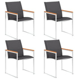 Garden Chairs 4 pcs Textilene and Stainless Steel Grey