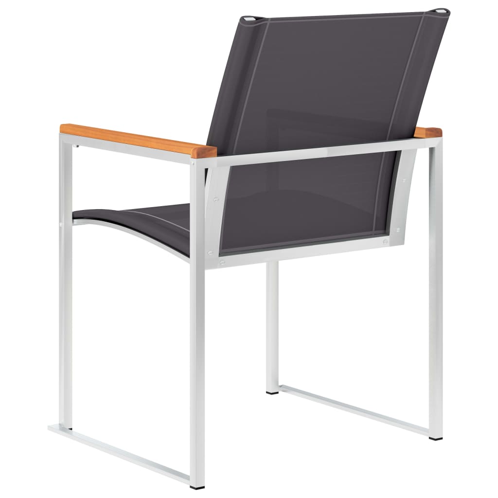 Garden Chairs 4 pcs Textilene and Stainless Steel Grey