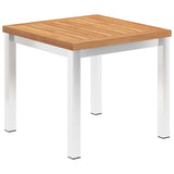 Garden Side Table 45x45x38 cm Solid Teak Wood and Stainless Steel