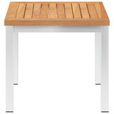 Garden Side Table 45x45x38 cm Solid Teak Wood and Stainless Steel
