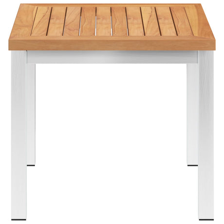 Garden Side Table 45x45x38 cm Solid Teak Wood and Stainless Steel