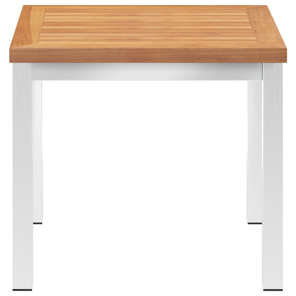 Garden Side Table 45x45x38 cm Solid Teak Wood and Stainless Steel