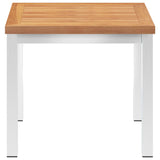 Garden Side Table 45x45x38 cm Solid Teak Wood and Stainless Steel