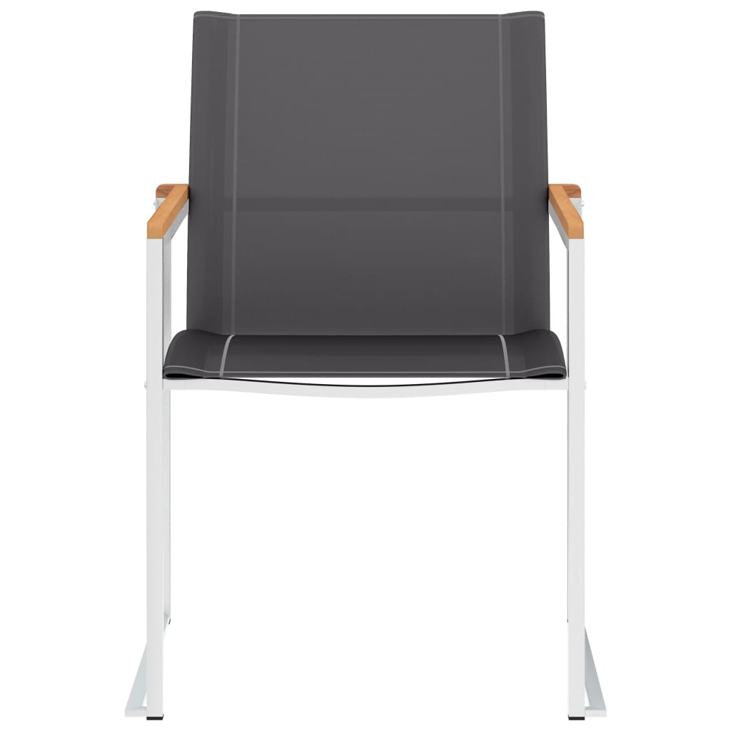 Garden Chairs 2 pcs Textilene and Stainless Steel Grey