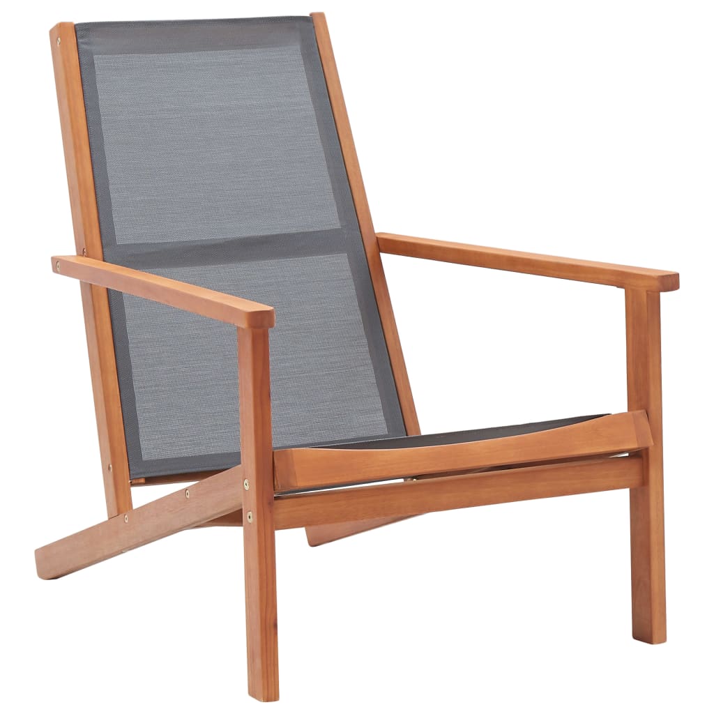 Garden Lounge Chair Grey Solid Eucalyptus Wood and Textilene