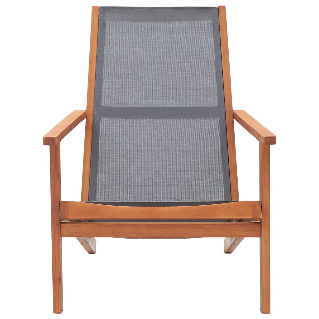 Garden Lounge Chair Grey Solid Eucalyptus Wood and Textilene