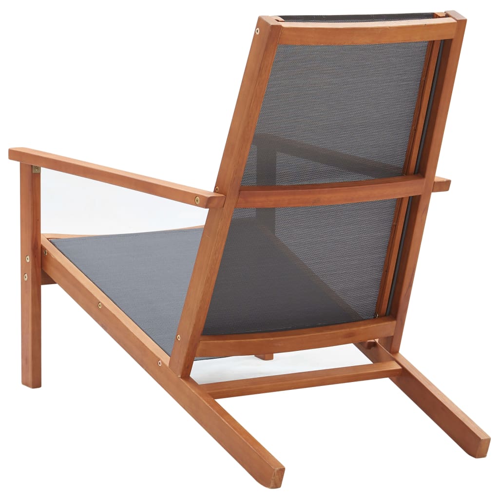 Garden Lounge Chair Grey Solid Eucalyptus Wood and Textilene