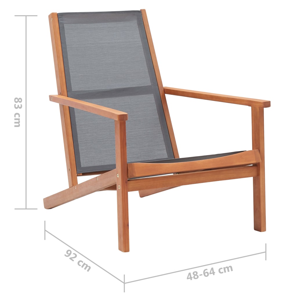 Garden Lounge Chair Grey Solid Eucalyptus Wood and Textilene